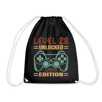 Birthday Level 28 Unlocked - Drawstring Bag - black - Front