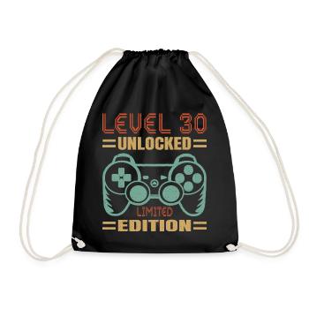 Geburtstag Level 30 freigeschaltet - Turnbeutel - Schwarz - Vorne
