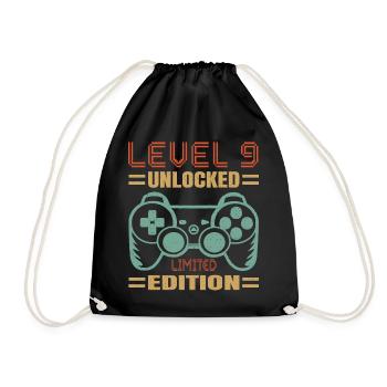 Birthday Level 9 Unlocked - Drawstring Bag - black - Front