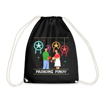 Paskong Pinoy Weihnachtsdesign für Filipinos - Turnbeutel - Schwarz - Vorne