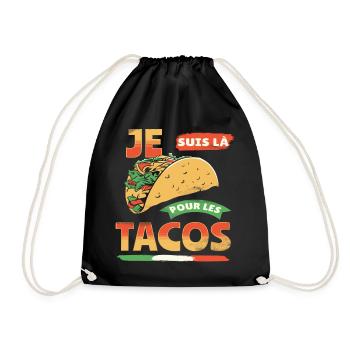 Tacos je suis là pour les tacos humour cadeau - Sac de sport léger - noir - Devant