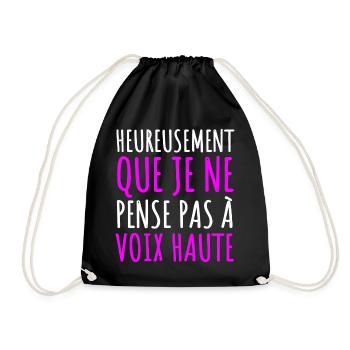 Je ne pense pas à voix haute humour phrase drôle - Sac de sport léger - noir - Devant