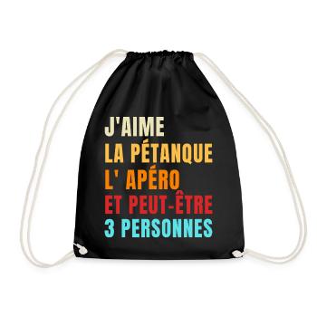 Pétanque et apéro humour phrase drôle cadeau - Sac de sport léger - noir - Devant
