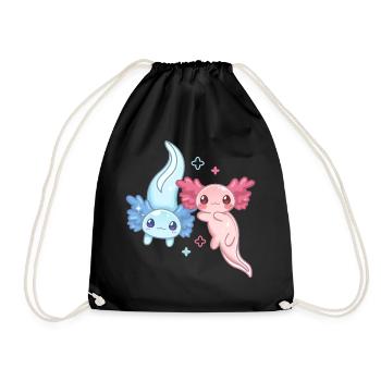 Anime Axolotl Pair Design für Axolotl-Liebhaber - Turnbeutel - Schwarz - Vorne
