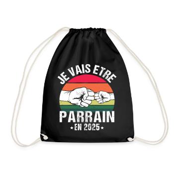 Je vais être parrain 2025 futur parrain vintage - Sac de sport léger - noir - Devant