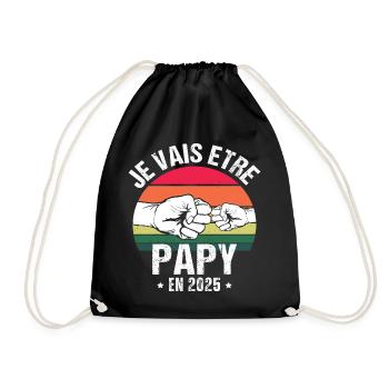 Je vais être papy en 2025 cadeau naissance vintage - Sac de sport léger - noir - Devant