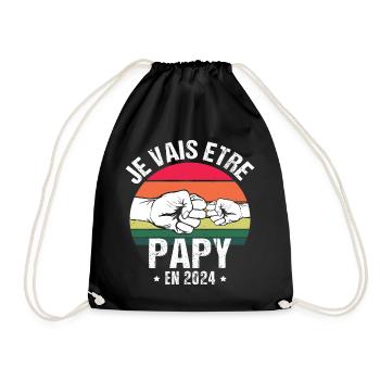 Je vais être papy en 2024 cadeau naissance vintage - Sac de sport léger - noir - Devant