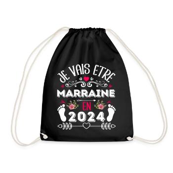 Je vais être marraine en 2024 cadeau marraine 2024 - Sac de sport léger - noir - Devant