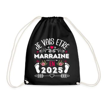 Je vais être marraine en 2025 cadeau marraine 2025 - Sac de sport léger - noir - Devant
