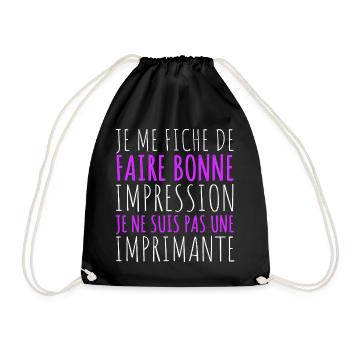 Je me fiche de faire bonne impression humour - Sac de sport léger - noir - Devant