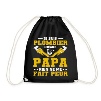 Papa plombier cadeau plomberie fête des pères - Sac de sport léger - noir - Devant