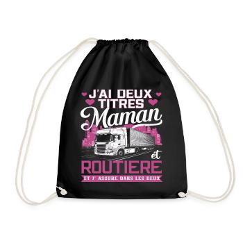 J' ai deux titres maman et routière cadeau - Sac de sport léger - noir - Devant