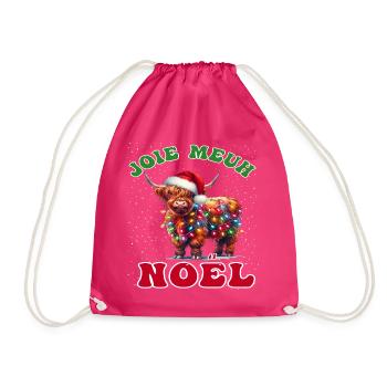 Joie Meuh Noël Cadeau Humoristique Vache Noël - Sac de sport léger - fuchsia - Devant
