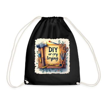 DIY or cry trying - Handwerkeln Upcycling - Turnbeutel - Schwarz - Vorne