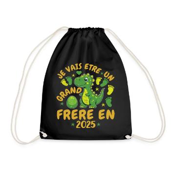 Grand Frère 2025 Annonce Grossesse Cadeau Dino - Sac de sport léger - noir - Devant