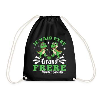 Grand Frère Annonce Naissance Cadeau Dinosaure - Sac de sport léger - noir - Devant