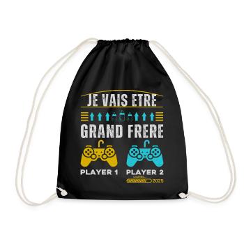 Grand Frère 2025 Annonce Naissance Geek Gamer - Sac de sport léger - noir - Devant