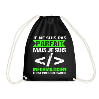Humour Geek Cadeau Informaticien Programmeur - Sac de sport léger - noir - Devant