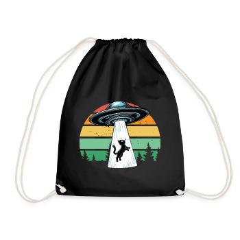 Chat OVNI Espace Vaisseau Spatial Rétro Faisceau Drôle - Sac de sport léger - noir - Devant