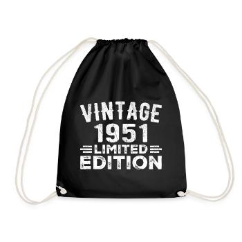 Year of birth 1951 Year of birth 1951 vintage - Drawstring Bag - black - Front
