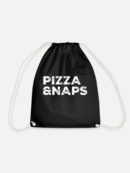 Pizza and Naps funny funny Christmas gift - Drawstring Bag - black
