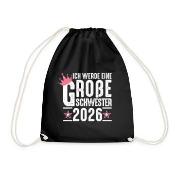 Ich werde Große Schwester 2026 Schwangerschaft - Turnbeutel - Schwarz - Vorne