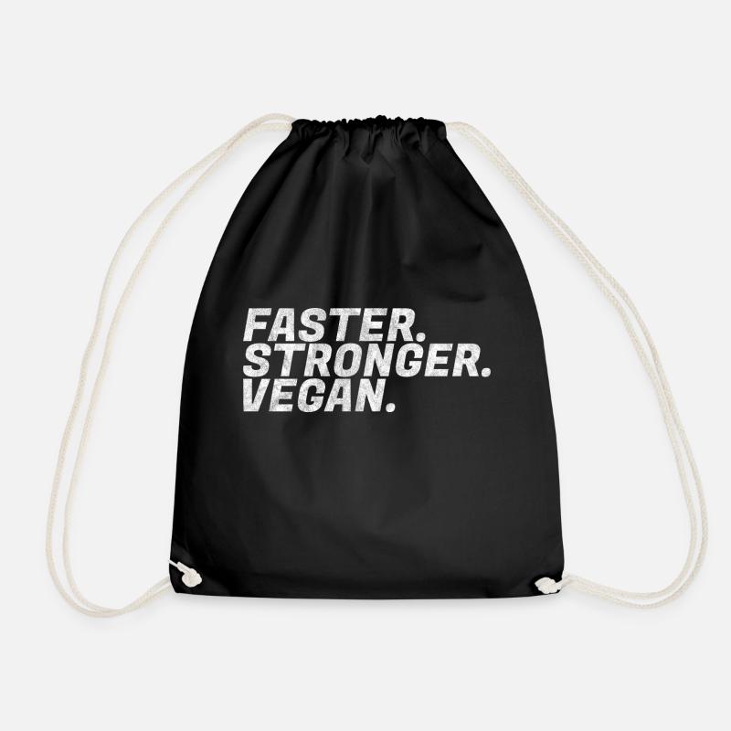 Faster, Stronger, Vegan Power Vegetarier Geschenk - Turnbeutel - Schwarz