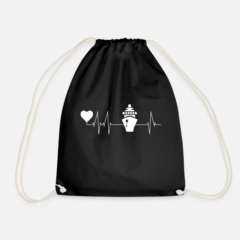 Kreuzfahrt Herzschlag, Kreuzfahrer Schiff Geschenk - Turnbeutel - Schwarz