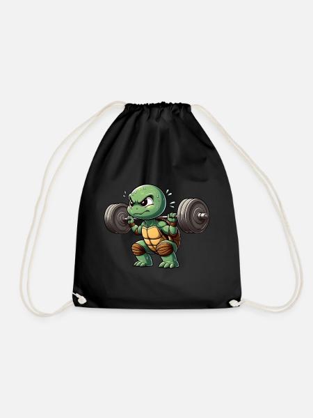 Schildkröte Hantel Workout Fitness Muskeln - Turnbeutel - Schwarz