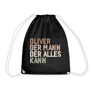 Oliver The man who can do everything First name Oliver - Drawstring Bag - black - Front