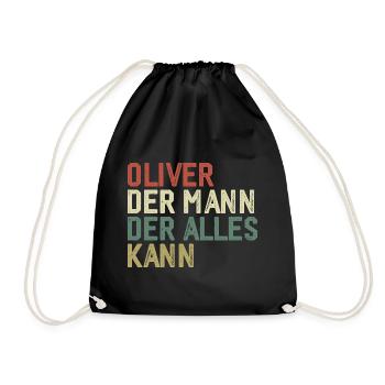 Oliver The man who can do everything First name Oliver - Drawstring Bag - black - Front