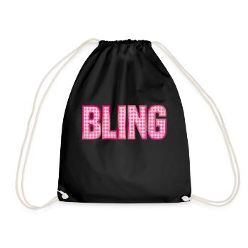 BLING pink rhinestone shiny jewelry - Drawstring Bag - black - Front