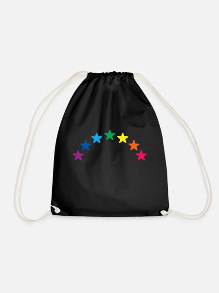 Rainbow Stars - Drawstring Bag - black