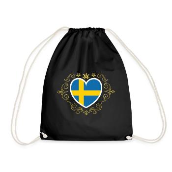 Schweden Schwedisch Fahne Wappen Flagge - Turnbeutel - Schwarz - Vorne