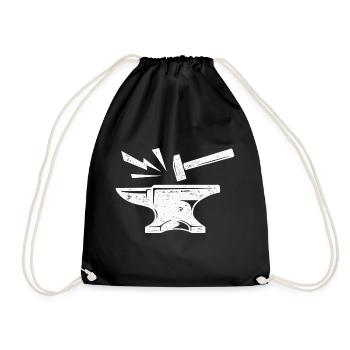 Anvil Hammer Blacksmith Metalworker Farrier - Drawstring Bag - black - Front