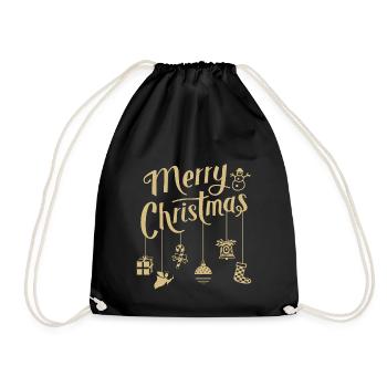 MWeihnachten Ornamente Dekoration Frohe Weihnachte - Turnbeutel - Schwarz - Vorne