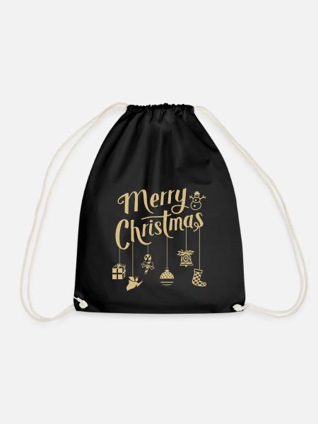 MWeihnachten Ornamente Dekoration Frohe Weihnachte - Turnbeutel - Schwarz