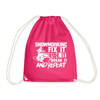 Snowmobiling Fix Ride Break it and Repeat - Drawstring Bag - fuchsia - Front