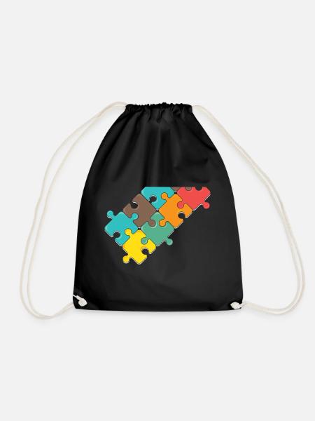 bunt Puzzel design Puzzelteil - Turnbeutel - Schwarz