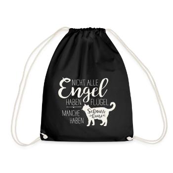 Katze - Engel - Turnbeutel - Schwarz - Vorne