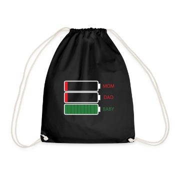 Mom Dad Baby - Drawstring Bag - black - Front