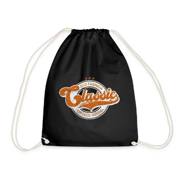 Classic old fashion denim vintage goods orange - Drawstring Bag - black - Front