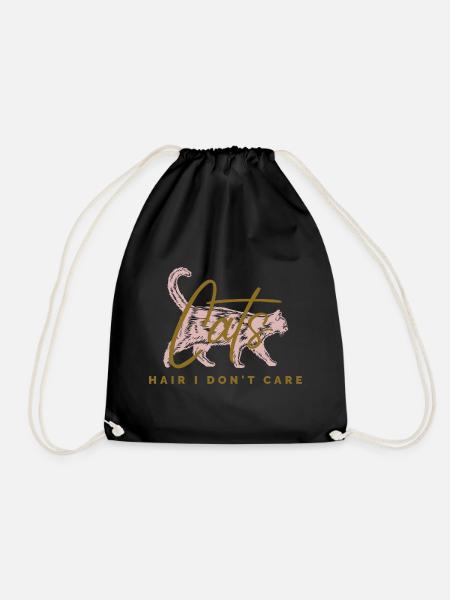 Cats Hair I Don't Care - Drawstring Bag - black