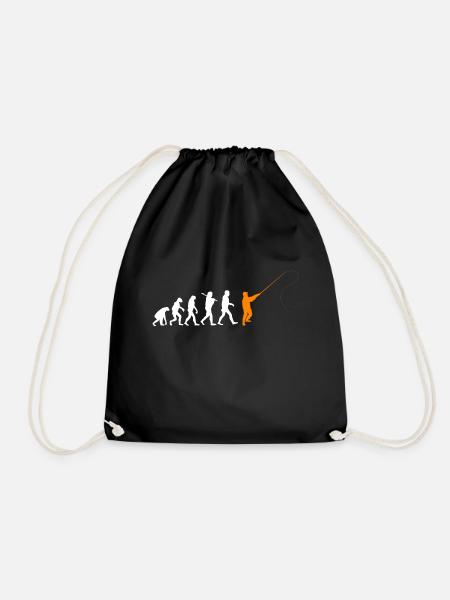 Evolution Angeln fishing Geburtstag Geschenk bday - Turnbeutel - Schwarz