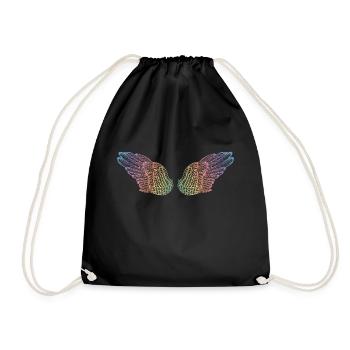 Regenbogen Flügel Flugmodus - Turnbeutel - Schwarz - Vorne