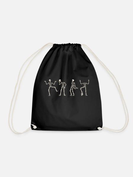 Halloween skeleton dance humor gift Halloween - Drawstring Bag - black