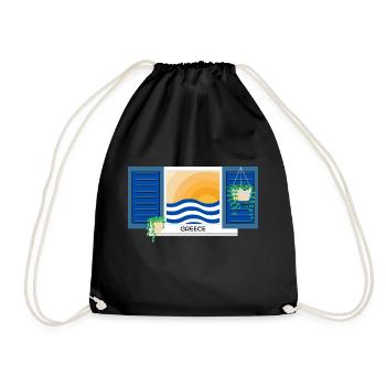 Greece Summer Motif - Drawstring Bag - black - Front