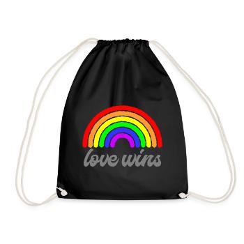Liebe gewinnt Regenbogen Liebesgrafik - Turnbeutel - Schwarz - Vorne