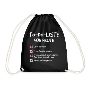 Bier to do Liste abgehakt - RAHMENLOS Geschenk - Turnbeutel - Schwarz - Vorne
