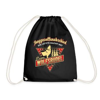 Junggesellenabschied Wolf JGA - Turnbeutel - Schwarz - Vorne
